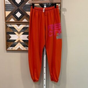 Freecity Orange Logo Bird Joggers Sweatpants XS